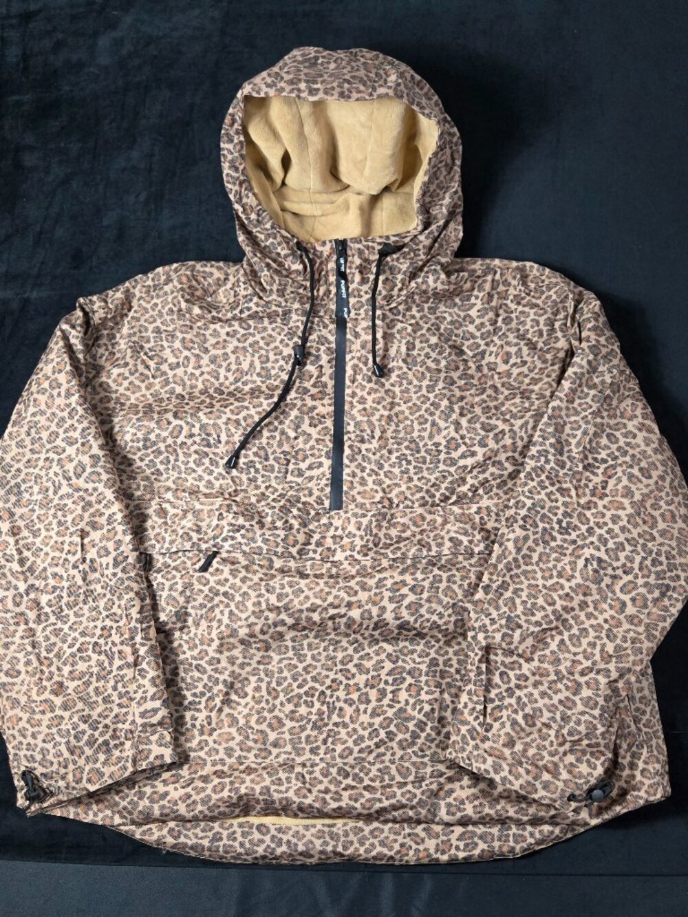 Puffit Womens 3XL Leopard Fleece Lined Half Zip Rain Anorak PK09 Ultra NWT